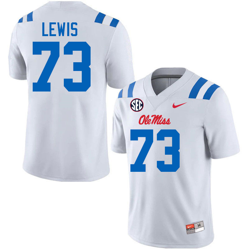Ole Miss Rebels #73 Percy Lewis College Football Jerseys Stitched-White